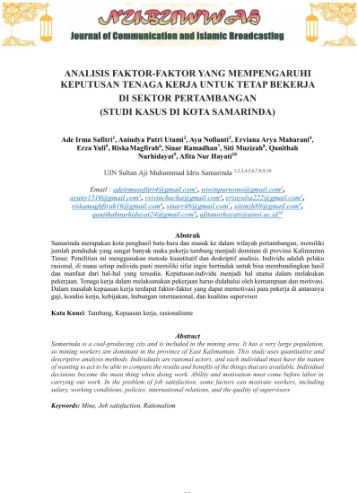 View Of ANALISIS FAKTOR-FAKTOR YANG MEMPENGARUHI KEPUTUSAN TENAGA KERJA ...