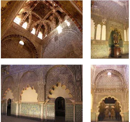 Figure 2. Royal Chapel. Upper left: dome and south and east walls. Upper right: vaulted niche in west wall