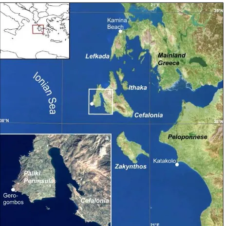 Figure 1.  Map of the measurement sites on the Peloponnese 
