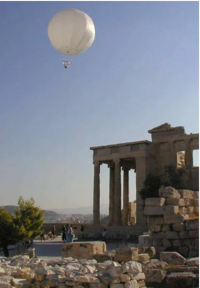 Figure 1: Balloon-photogrammetry for the Acropolis Athens in Greece  