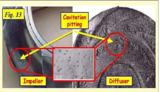 Gambar 2.10 Kerusakan pada permukaan sudu impeller akibat kavitasi 