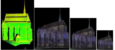 Figure 2. Dataset of Stuttgart University building, (from the  left) 3D laser point cloud, RGB image of Faro Focus3D and our 