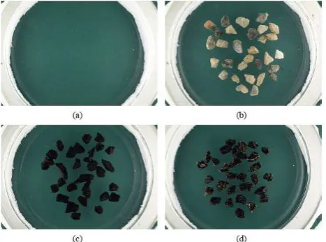 Figure 2: Probabilistic segmentation based on color images. Reference images for background (a), for aggregate (b) and bitumen (c)