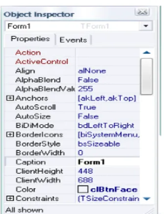 Gambar 2.8  Object Inspector  e.  Form 
