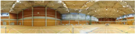 Figure 9. Rendered panoramic image using a point cloud 