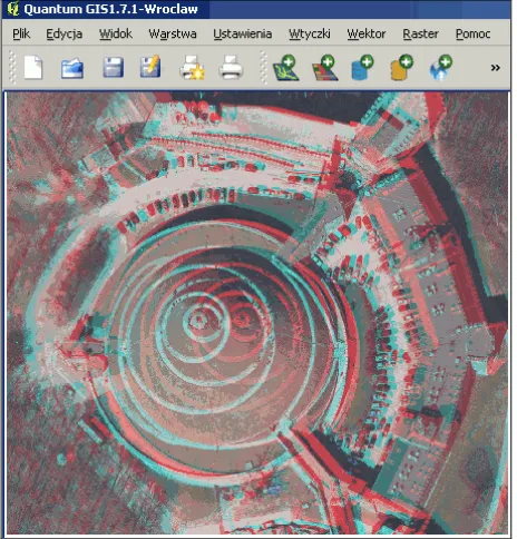 Fig. 3. Example visualisation of stereo orthophoto in  QuantumGIS environment (courtesy of MGGP AERO 