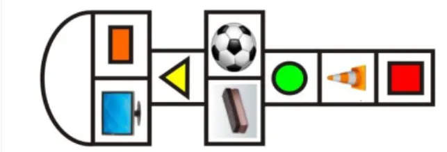 Gambar 2. Modifikasi Alas Permainan Engklek  Permainan engklek modifikasi ini dibuat pada banner  dengan ukuran 30x30 cm pada masing-masing kotak dan  setengah  lingkaran  dengan  diameter  60  cm
