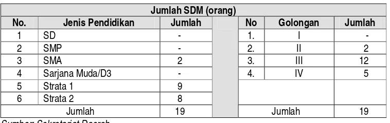 Tabel 5.6. SDM Penyelenggara Koordinasi dengan Instansi Vertikal  