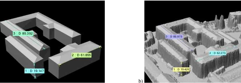 Figure 5. 3D photogrammetric modelling of buildings from both vertical and oblique historical images (a)