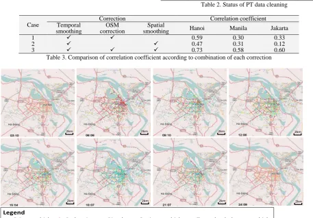 Figure 8. Correlation between PFLOW data and Land Scan data  of each mesh.  