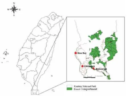 Fig. 1. The sampling sites of the Kenting Nationla Park and Hengchun area.  