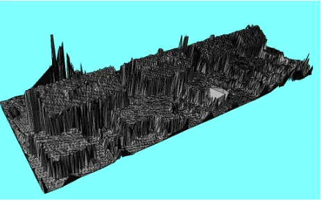 Figure 5. Result of TIN segmentation of the TIN of Figure 4. Note that many vertices appear at a different height in each segment they are part of
