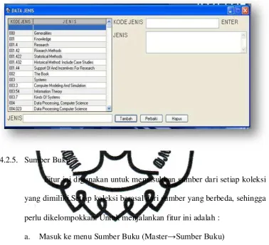 Gambar 4.3 Form Entri Jenis Buku 