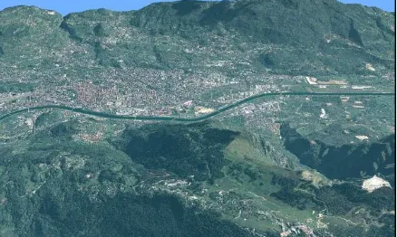 Figure 6. 3D visualization in ERDAS VirtualGIS of the textured model of Trento produced using GE1 stereo images