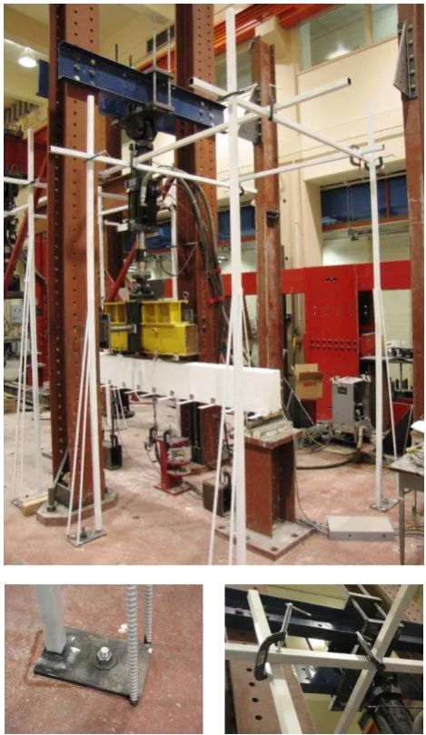 Figure 5. Example of the distribution of signalized targets on the floor, the concrete beam, and the spreader beam for the relative orientation estimation before the static loading case  