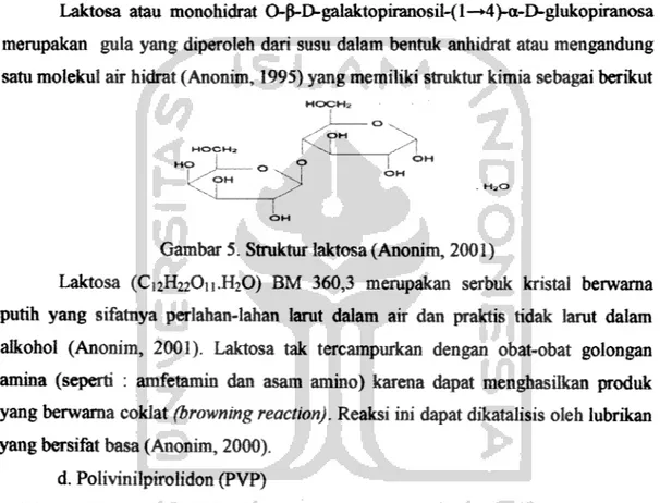 Gambar 5. Struktur laktosa (Anonim, 2001)