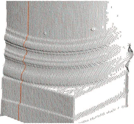 Figure 8. The San Carlo column base. Detail of range based model with extraction of section  