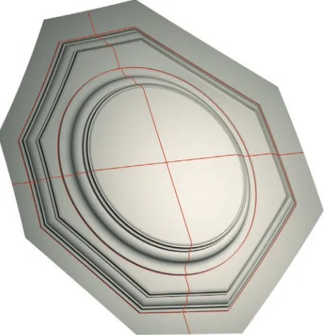 Figure 11. The San Carlo vault coffer. The 3d model creation is more complex, because it’s made by an extrusion of section on two different paths: an octagon projected on a mathematical 