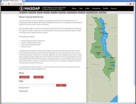 Figure 1. Screenshot of the MASDAP platform homepage 