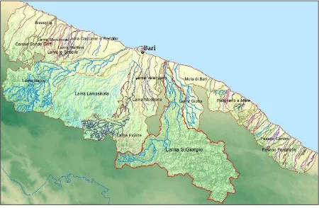 Figure 1. Location of the study area of Lama S. Giorgio in the province of Bari (Italy) 
