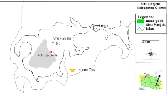 Gambar 1. Lokasi pengambilan contoh di Situ Panjalu, Jawa Barat.