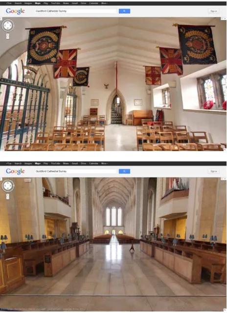 Figure 38: Interiors of Guildford Cathedral, showing the indoor online possibilities of Google’s Street View