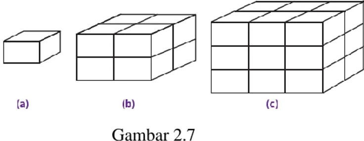 Gambar  di  atas  menunjukkan  bentuk-bentuk  kubus  dengan  ukuran  berbeda.  Kubus  pada  Gambar    (a)  merupakan  kubus  satuan