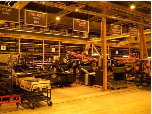 Figure 13: Large modules stored next to workstations in production line. 