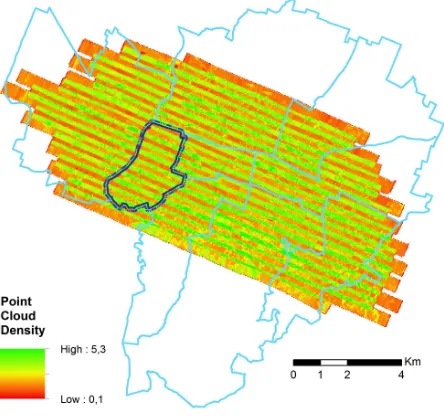 Figure 2: LiDAR data coverage and Bologna district boundaries