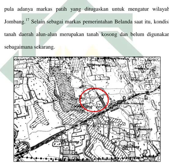 Gambar 3.3 Peta Jombang dalam (Blad D.XII) tahun 1892 diperoleh dari  Perpustakaan Nasional Jakarta  pada 17 Januari 2018