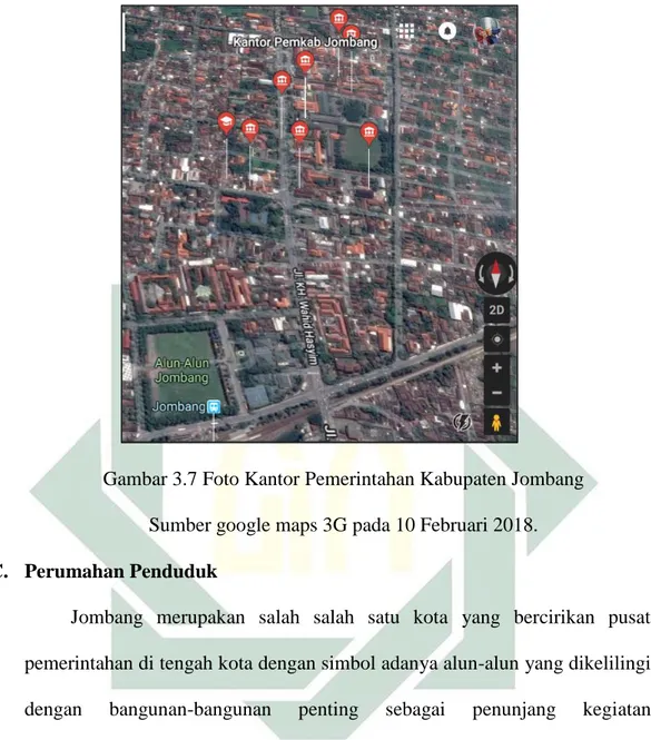 Gambar 3.7 Foto Kantor Pemerintahan Kabupaten Jombang   Sumber google maps 3G pada 10 Februari 2018
