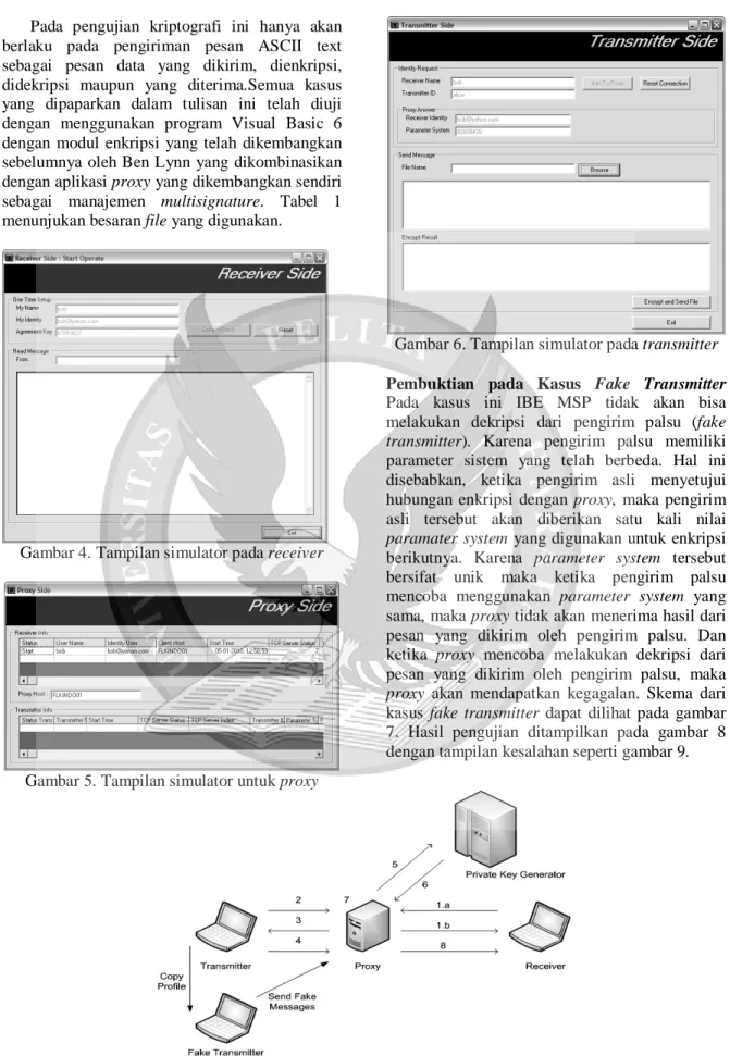 Gambar 4. Tampilan simulator pada receiver 