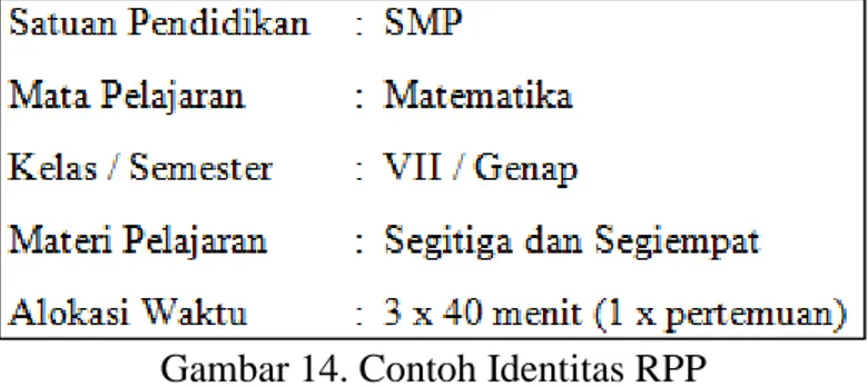 Gambar 14. Contoh Identitas RPP  2) Kompetensi Inti 