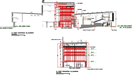 Figure 4. Small Auditorium “Guairinha” - Longitudinal and Transversal Sections  