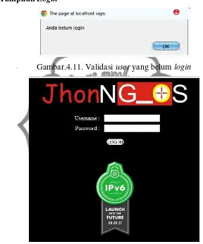 Gambar.4.11. Validasi user yang belum login 