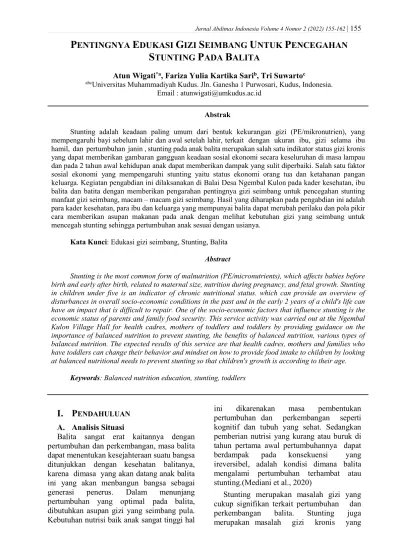 PENTINGNYA EDUKASI GIZI SEIMBANG UNTUK PENCEGAHAN STUNTING PADA BALITA