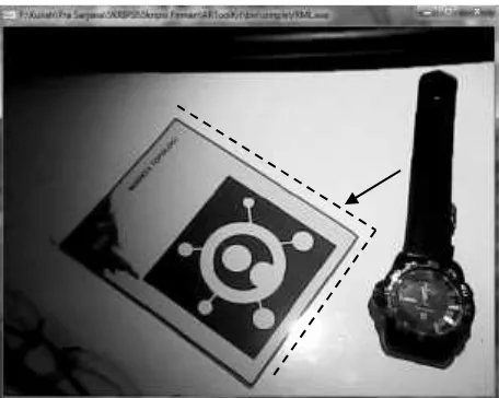 Gambar 4. Marker tidak terdeteksi sempurna jikakamera tidak focus (tanda panah)