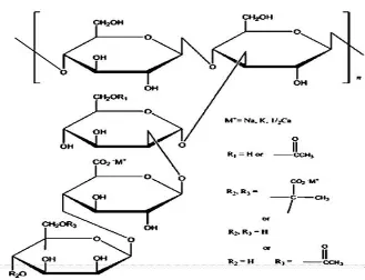 Gambar 2.3. Struktur kimia xanthan gum (Rowe, dkk., 2009). 