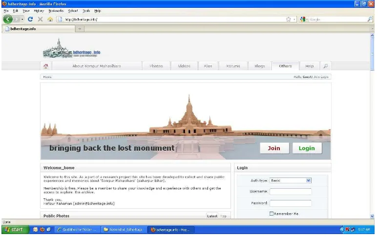 Fig. 5: Screenshot of the web portal . (Rashid, Hafiz, 2011) 