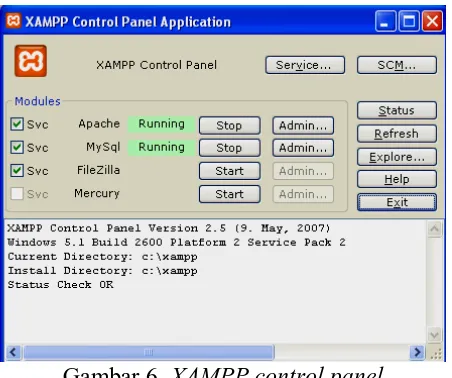 Gambar 6. XAMPP control panel 