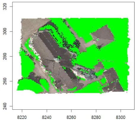 Figure 7. Orthophoto with detected and visualized vegetation