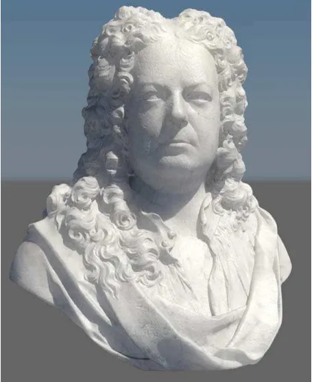 Figure 2. Rendering of a marble bust of the Architect, James 