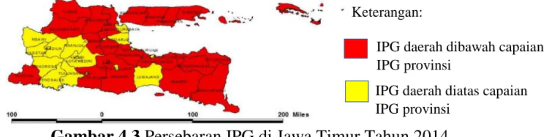 Gambar 4.3 Persebaran IPG di Jawa Timur Tahun 2014   
