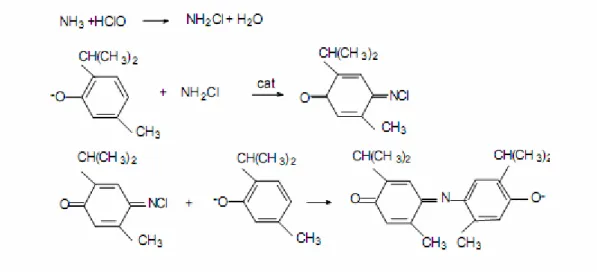 Gambar 4.1 Reaksi pembentukan senyawa indotimol biru 