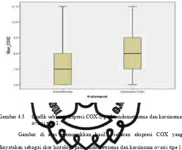 Gambar 4.3  Grafik sebaran ekspresi COX-2 pada endometrioma dan karsinoma 
