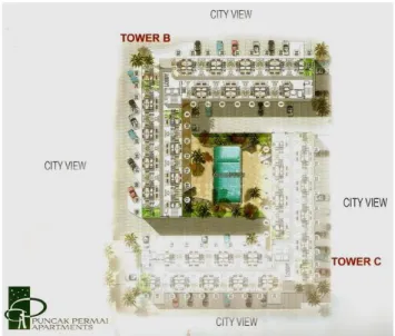 Gambar 2. Site plan Proyek Apartemen Bersubsidi Puncak Permai (Tower B)  (Sumber: PT.Surya Bumimegah Sejahtera) 