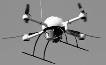 Figure 1. UAV md4-1000 with RSD and photo camera as a  payload 
