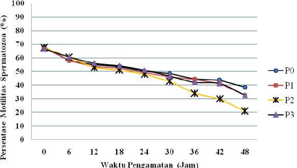 Gambar 1. Penurunan persentase motilitas spermatozoa babi landrace 