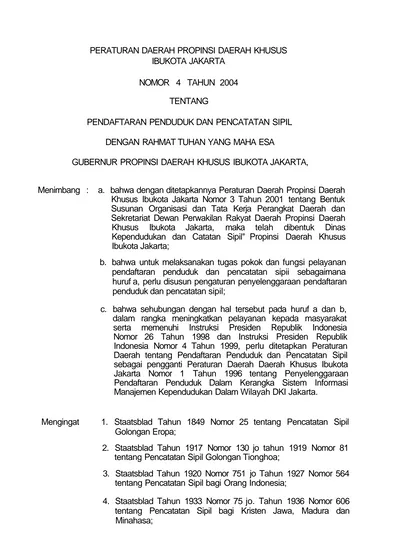 PERATURAN DAERAH PROPINSI DAERAH KHUSUS IBUKOTA JAKARTA NOMOR 4 TAHUN ...