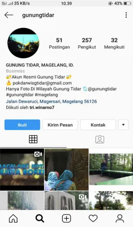 Gambar 4.5 Akun Media Sosial Instagram Gunung Tidar 